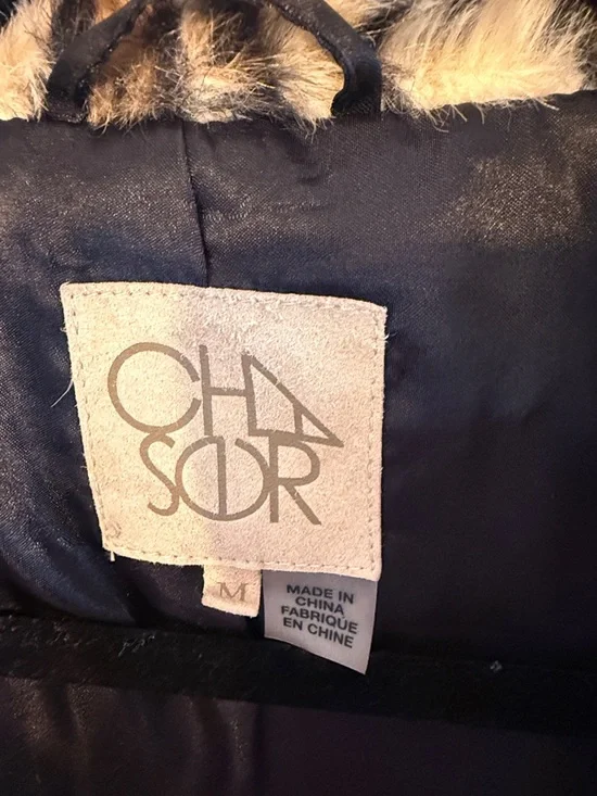 Chaser Faux Fur Leopard Coat - Tan & Black - Picture 2 of 2